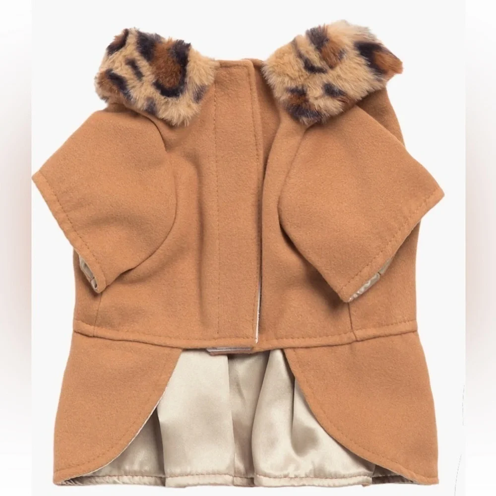 🆕Hotel Doggy Faux Fur Collar Velvet Bow Fully Lined Dress::NWT::Velcro Closure